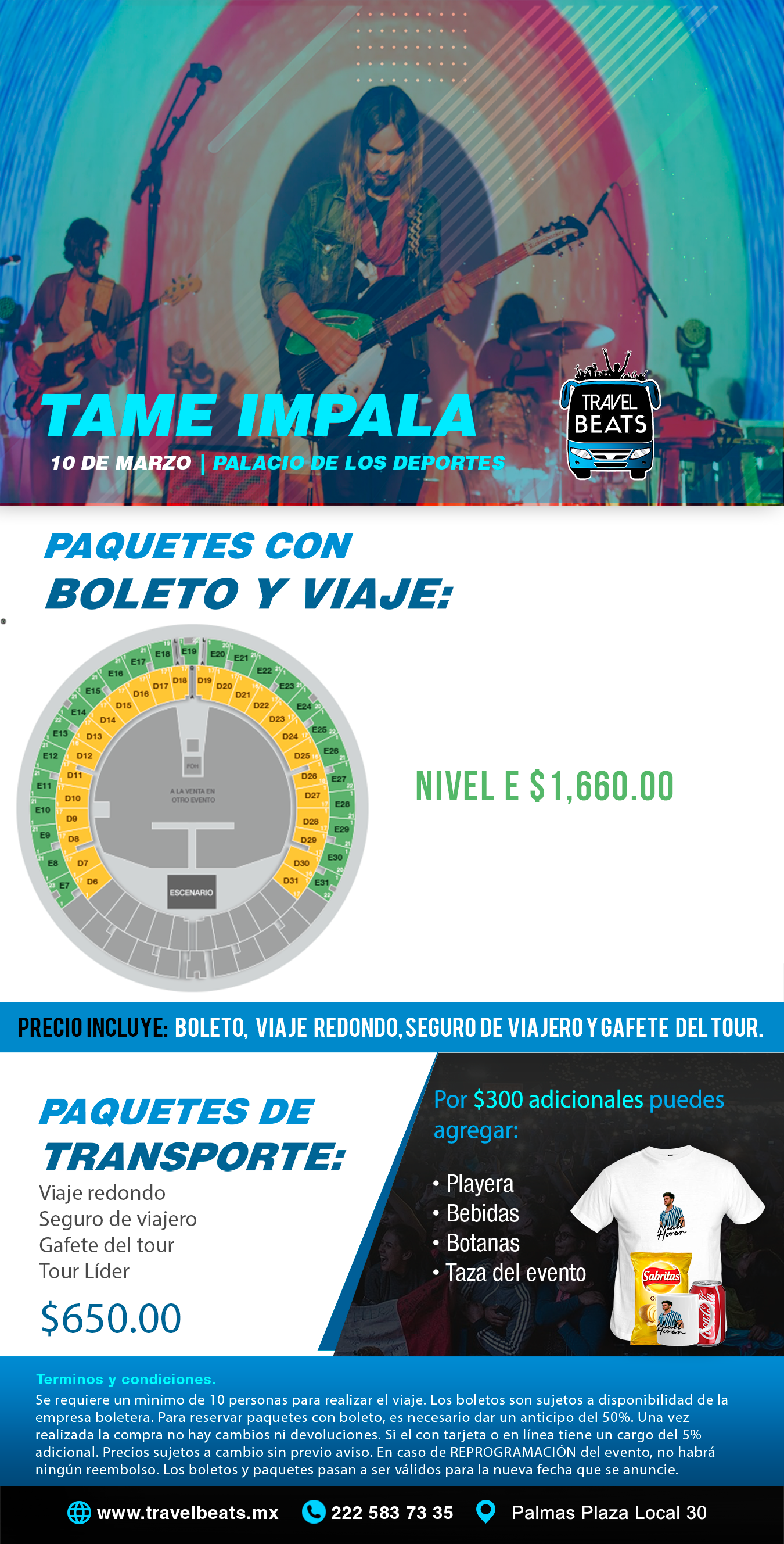 Tame Impala | Boleto y viaje desde Puebla | Travel Beats