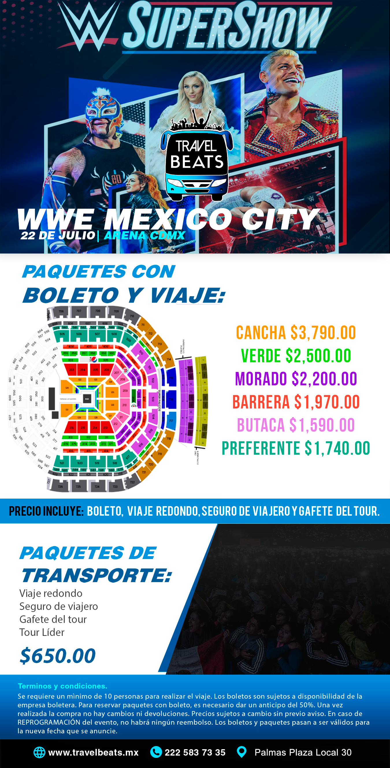 WWE Supershow en México 2023 | Boleto y viaje desde Puebla | Travel Beats
