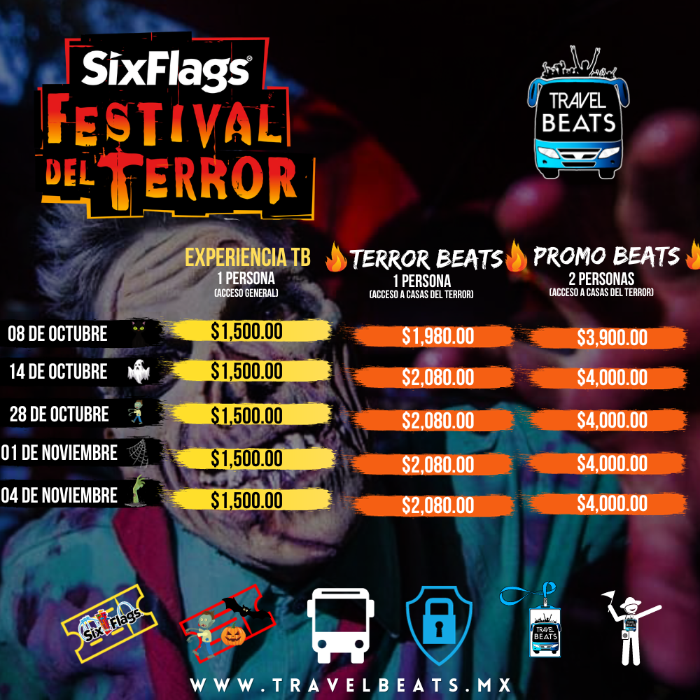 Six Flags México 2023 Festival Del Terror | Boleto y viaje desde Puebla | Travel Beats