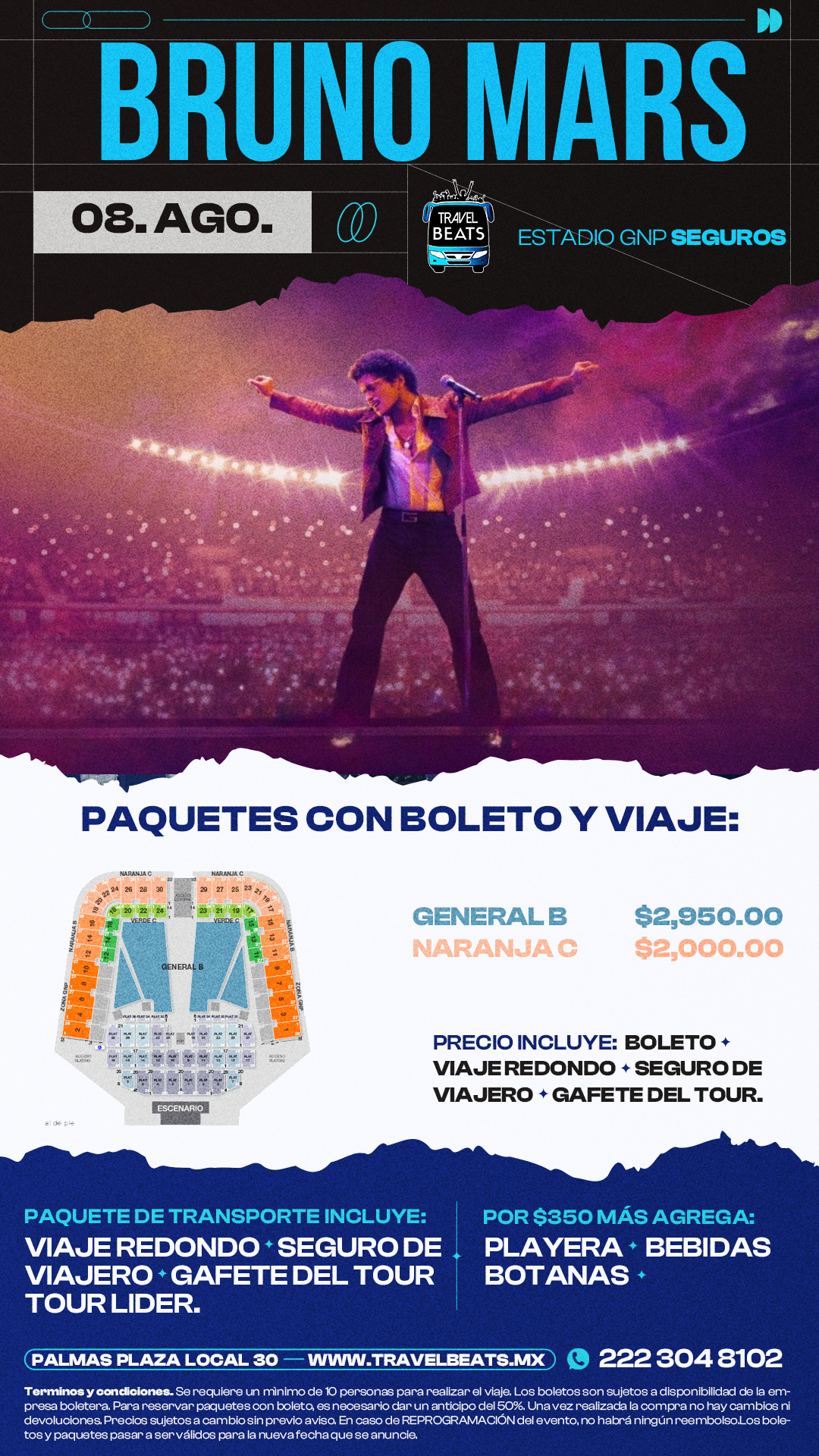 Bruno Mars en México 2024 | Boleto y viaje desde Puebla | Travel Beats